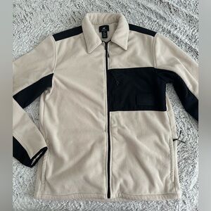 H&M Mens Black and Cream Colorblock Fleece Jacket